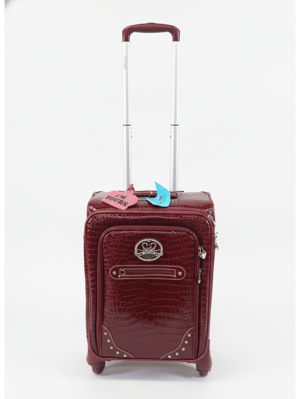 Kathy Van Zeeland Croco PVC 20" Burgundy Spinner Luggage Suitcase